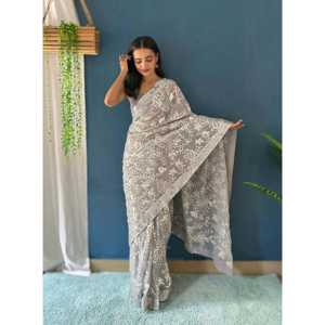 Saree de créateur pour femmes pour les fêtes ensemble de broderie de séquence - Product Image 6