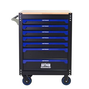 Carrello Portautensili in Acciaio a 7 Cassetti da 30 Pollici con Piano in Legno e Ruote per Stoccaggio Attrezzi in Garage e Magazzini - Product Image 1