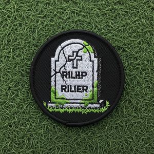 Patch thermocollant RIP en forme de cercle, brodé à la machine, motif gothique cimetière, applique décorative d'horreur pour vestes, sacs et streetwear - Product Image 1