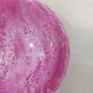 Handmade Resin Shallow Fruit Salad Serving Bowl Swirl Pattern Pink <b>Marble</b> Texture Food Grade Eco-Friendly Durable Party Use - Product Image 2