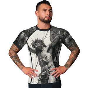 Vente en gros de rashguards unisexes personnalisés UPF 50, protection UV par sublimation, séchage rapide, compression, polyester, OEM, vente en gros OEM - Product Image 3
