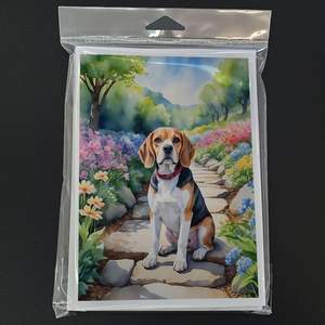 Whimsical A7 Size <b>5x7</b> Beagle Spring Garden Blank Note Cards Pack of 8 with <b>Envelopes</b> Greeting Cards - Product Image 3