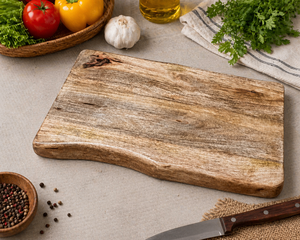 Planche à découper rectangulaire en bois de manguier, épaisseur 0,4 cm, extra large, bord naturel, bois massif, compatible lave-vaisselle - Product Image 1