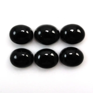 Calidad excepcional hecha a mano 8x10mm Natural negro ónix Oval cabujón piedras preciosas curativas sueltas a precio al por mayor - Product Image 1