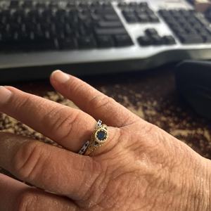 925 <b>Sterling</b> <b>Silver</b> Sapphire Moissanite <b>Sterling</b> <b>Silver</b> <b>Stacking</b> Band Open Pave Wedding Solid 1.50mm <b>Ring</b> Adjustable Wedding - Product Image 4