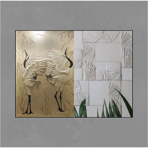 Mural de Pared de Mármol Royal Crane Hecho a Mano, Arte con Incrustaciones de Piedra Natural, Panel Decorativo de Lujo para Hoteles, Villas y Hogares - Product Image 1