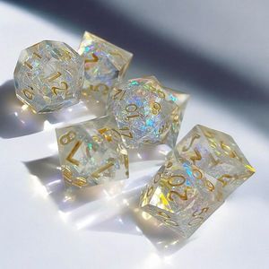 Juego de dados de resina transparente con efectos de color únicos para juegos de rol DND, juegos de mesa y regalos - Product Image 2
