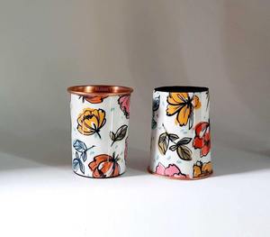 White Floral Printed Copper Large Capacity Leakproof Reusable Eco-Friendly Luxury Handmade Ayurvedic Gift Water <b>Bottle</b> - Product Image 3