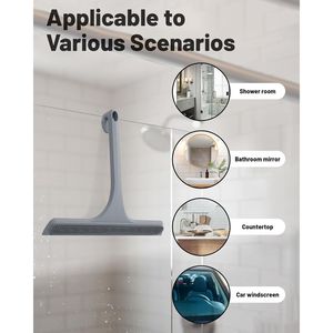 Raschietto doccia in silicone 2-in-1 a doppia faccia con gancio, nucleo in acciaio inossidabile antiruggine, raschietto antigraffio per superfici. - Product Image 1