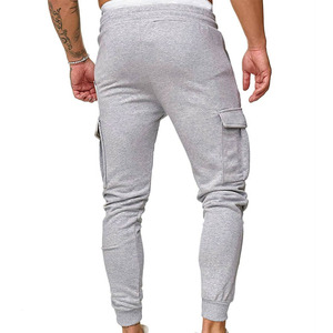 Men's Gray <b>Cargo</b> Jogger Pants Elastic Waist Multiple Pockets Casual Streetwear <b>Stretch</b> Sweatpants Autumn Wear - Product Image 3