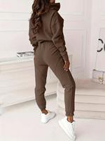 Ensemble de survêtement décontracté pour femme en molleton uni deux pièces avec sweat-shirt demi-zip et pantalon de jogging, personnalisable et respectueux de l'environnement