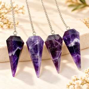 Últimos péndulos de amatista en venta al por mayor, péndulos de piedra de amatista para radiestesia, péndulo de piedra preciosa, metafísico, nueva era - Product Image 2