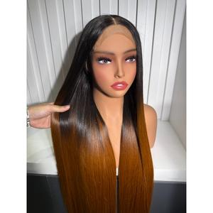 Perruque lisse et volumineuse avec frange, cheveux vierges vietnamiens, brun foncé pré-coloré, ligne de cheveux naturelle, vente en gros - Product Image 3