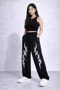 Pantalones Deportivos Personalizados para Mujer, de Poliéster y Algodón, Casuales, de Pierna Ancha, con Estampado Gráfico, Ropa de Moda Personalizada - Product Image 4