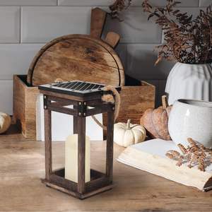Lanterne en bois porte-bougie décorative pour la maison, le salon, le jardin et la décoration intérieure - Product Image 3