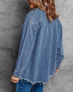 Wholesale Custom Logo Front 100% Cotton Men's Winter <b>Jeans</b> Jacket High Quality Casual Breathable Eco-Friendly Quick Dry Outdoor - Product Image 5