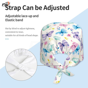 Custom Logo 100% Cotton Surgical Hat With Ponytail <b>Nurse</b> Women Scrub Cap Satin Lined For Doctor Medical Bouffant Scrub Caps - Product Image 4