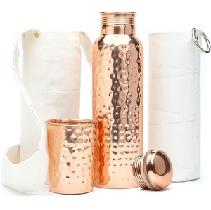 Luxury Multi Set Hammered Copper Hydration <b>Flasks</b> High-Gloss Metallic Finish Reusable Eco-Friendly Water Vessels - Product Image 2