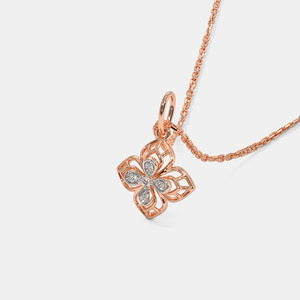 Collar con Colgante de Diamante Cultivado en Laboratorio, Cuatro Pétalos Florales, Oro Rosa - Product Image 4