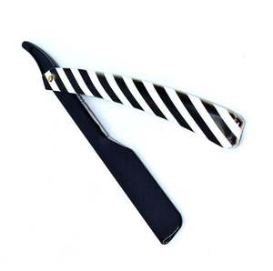 Rasoir droit professionnel à manche en plastique pour barbier, lame unique, usage visage et corps, revêtement noir, pour salon de beauté - Product Image 1
