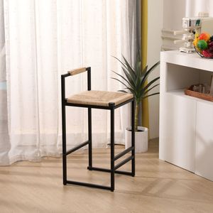 Set di 2 Sgabelli da Bar con Schienale in Corda Intrecciata, Sedie da Cucina Altezza Bancone - Comode ed Eleganti - Product Image 3