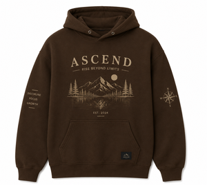 Sweat à capuche marron avec une belle broderie couleur crème, sweat à capuche pour homme 100% coton, molleton brossé, sweats à capuche élégants pour homme - Product Image 2