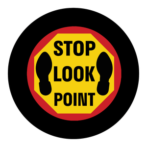 Panneau de signalisation de sécurité Brady GOBO STOP LOOK POINT, 1,48 po de diamètre, panneau d'avertissement pliable flexible pour la projection de sécurité industrielle - Product Image 1