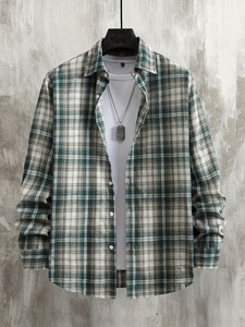 Chemise à carreaux décontractée pour homme, boutonnée, manches longues, en coton doux et respirant, confortable, mode quotidienne, vente en gros, personnalisable - Product Image 2