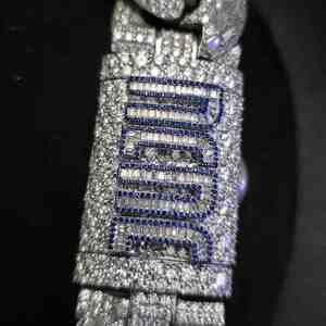 Chaîne cubaine élégante entièrement sertie de diamants en moissanite taille émeraude DOPE JEWELLS 155,68 CT Chaîne cubaine Hip Hop pour homme 26MM - Product Image 3