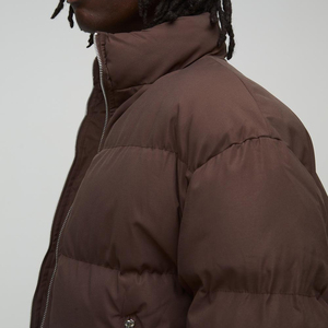Men's Brown Stand Collar Bubble Jacket Zipper Closure Windproof Casual <b>Winter</b> <b>Coat</b> <b>Thick</b> Insulated Warm - Product Image 6