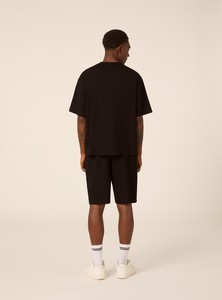 Men's Black Regular Fit Heavyweight Yarn Dyed Short Sleeve O-Neck T-Shirt Casual <b>Plain</b> Cotton Jersey <b>Tee</b> - Product Image 3