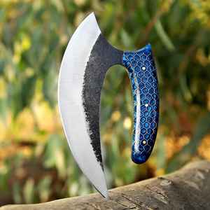 Cuchillo para Pizza de Grado Industrial OEM, Estilo Hacha Vikinga, Mango de Panal, Hecho a Mano, Cuchillo para Pizza Vikingo, Forjado a Mano Personalizado - Product Image 6