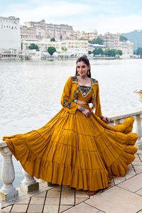 Pink Rayon Boho Style <b>Lehenga</b> Set <b>Women</b> Embroidered Jacket Tiered Pleated Skirt Floor-Length Quick Dry Traditional Party Wedding - Product Image 2