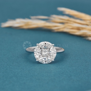Bague en or blanc avec diamant de culture de conception tendance, taille princesse, pour femmes, provenant d'un fournisseur et fabricant indien - Product Image 1