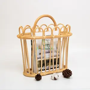 Antique rattan magazine racks/vintage wicker magazine holder/newspaper holder for home office furniture decor