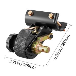 Cinghie a cricchetto nere da 1,5 pollici di larghezza x 7,4 piedi di lunghezza per portascala, con attacco a tubo rotondo nero da 1,87-2 pollici, doppio J e gancio E-Track - Product Image 6