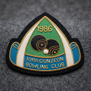 Kirkgunzeon <b>Bowling</b> Club 1986 Embroidered Sew-On Patch Irregular Shape Fabric Badge For Garment - Product Image 1