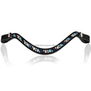 Bande de front de cheval équestre en cuir léger de qualité supérieure avec strass multicolores hotfix bling bandeau de front - Product Image 2