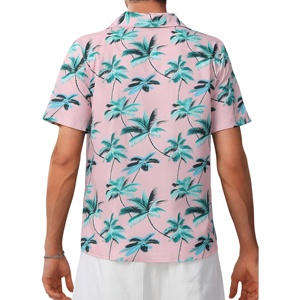 Chemise pour homme à logo personnalisé, motif floral hawaïen, sublimée, légère, 100% polyester, respirante, douce, anti-boulochage, séchage rapide, écologique - Product Image 3