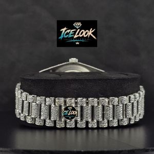 นาฬิกา Ice Look Tourbillon Moon Phase Date ระบบจักรกล หน้าปัดคริสตัลแซฟไฟร์ สายสแตนเลสสตีล ประดับเพชร หรูหรา แฟชั่น สำหรับใส่เป็นเครื่องประดับ - Product Image 3