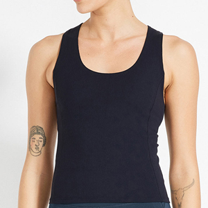 Camiseta sin mangas acanalada de algodón para mujer, top deportivo transpirable para gimnasio, chaleco de verano para fitness - Product Image 1