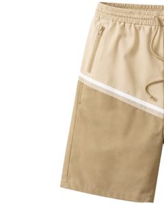 Beige And Khaki Color Block Mens Drawstring Shorts Zipper Pocket Casual Summer Beach <b>Athletic</b> Quick Dry Comfortable Shorts - Product Image 4