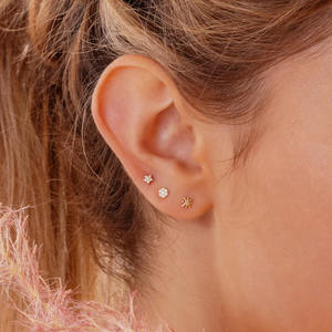 Labret à filetage interne en or massif 14K avec grappe de 7 diamants ronds de laboratoire, pour piercing Hélix et Tragus, fournisseur en gros - Product Image 4