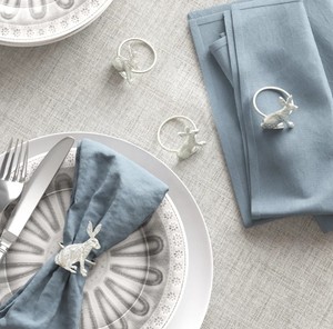 Brass Rabbit Design Napkin <b>Rings</b> <b>Set</b> | Eco-Friendly Durable Decorative Bunny Napkin Holders | Elegant Table Decor - Product Image 2