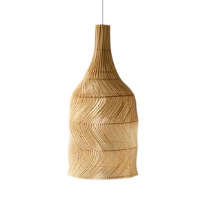 Lustre suspendu cylindrique en rotin tressé à la main de style nordique, luminaire en fibre naturelle pour la maison - Product Image 1