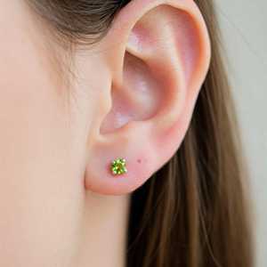 925 Sterling <b>Silver</b> Peridot <b>Stud</b> Earrings August Birthstone Minimalist Gemstone Jewelry Gift For Women - Product Image 5