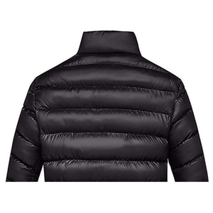Vestes d'hiver rembourrées en duvet léger et chaud, à bas prix, avec logo personnalisé, en nylon noir, à capuche, pour hommes, femmes et enfants - Product Image 5