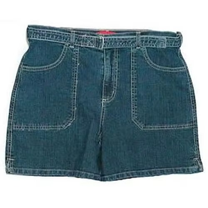 Shorts de mezclilla para mujer al por mayor, de alta calidad, superventas, con cinturón frontal ajustable, elásticos, mezcla de elastano, lavado a la piedra, con lazo. - Product Image 6