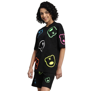 Buy Now Wholesale Good Fabric Women <b>Twin</b> <b>Set</b> New Quality Matching Oversized Printed Top and Short For Ladies Best For Daily Wear - Product Image 3