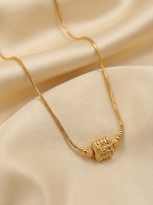 Divyoro Classic Gold Plated <b>Copper</b> Alloy Pendant Necklace with Lock Design Snake <b>Chain</b> Unisex Wedding Daily Wear Jewelry - Product Image 1